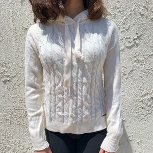 White Knitted Hoodie